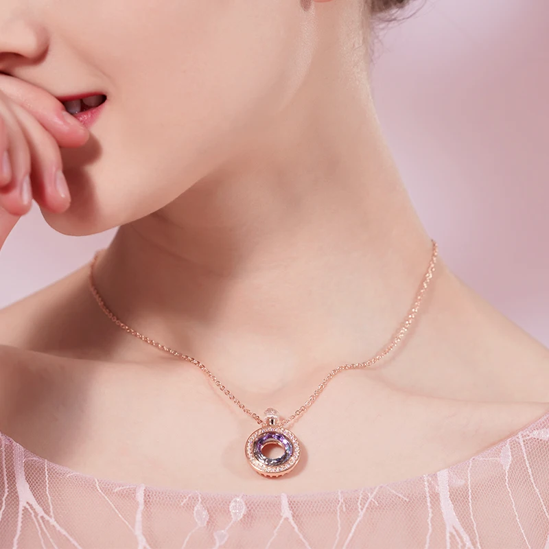 Женское Ожерелье украшено кристаллом Cdyle ожерелье из розового золота с подвеской