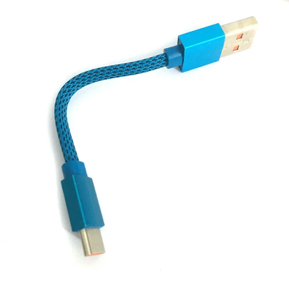 Новый универсальный синий 10 см Супер короткое плоское плетение USB A к type C кабель