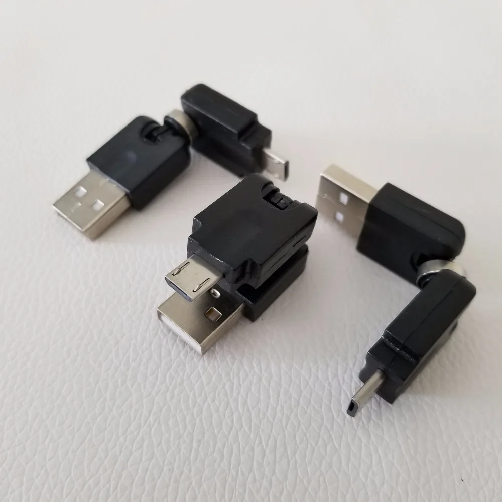 10 шт./лот 360 градусов USB Micro B штекер-USB A штекер Адаптер вращения Автомобильный