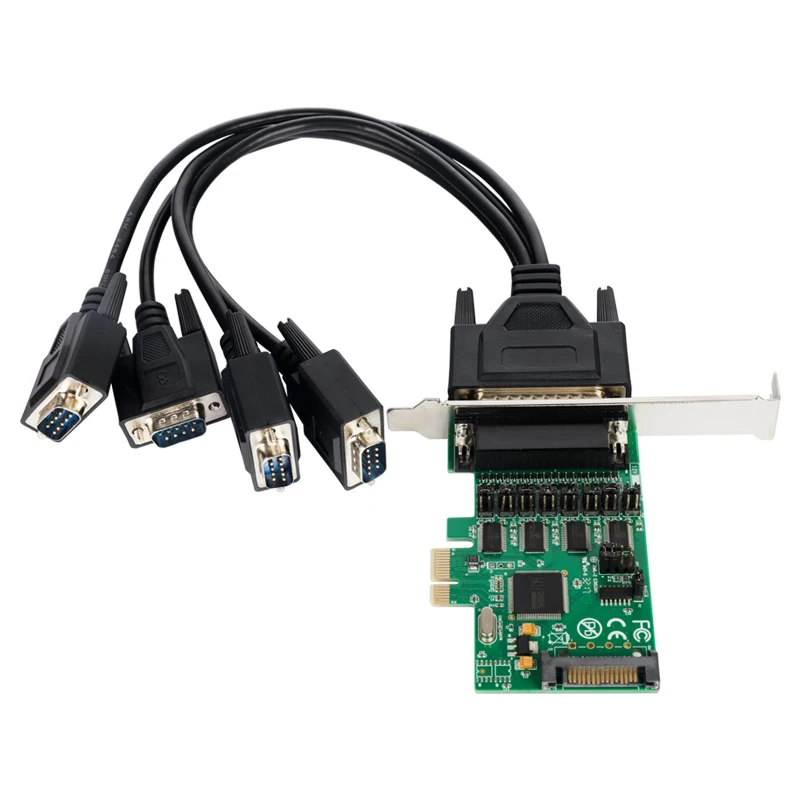 PCIe 4 way RS-232 card 12V Power Industrial Multi DB9 COM port adapter output cable for Serial Networking Monitoring Equipment