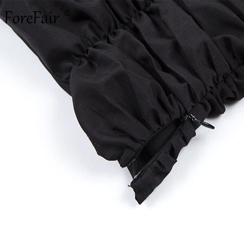Forefair Винтаж с короткими рукавами, шифоновая блузка с короткими рукавами Блузка Для женщин цвета: белый и чёрный; квадратный вырез 3/4 рукава с низким вырезом на спине, с рюшами, платье-туника дамы летние топы для девочек