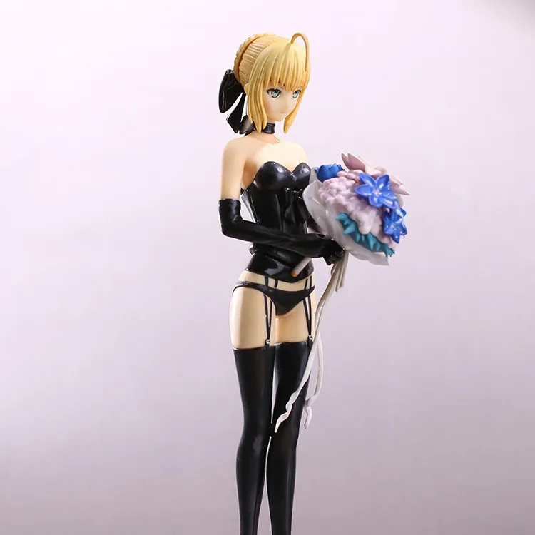 Горячая 1" Fate Stay Night Saber Lily 10th юбилей свадебное платье Регал халаты черный в коробке 25 см ПВХ фигурка модель