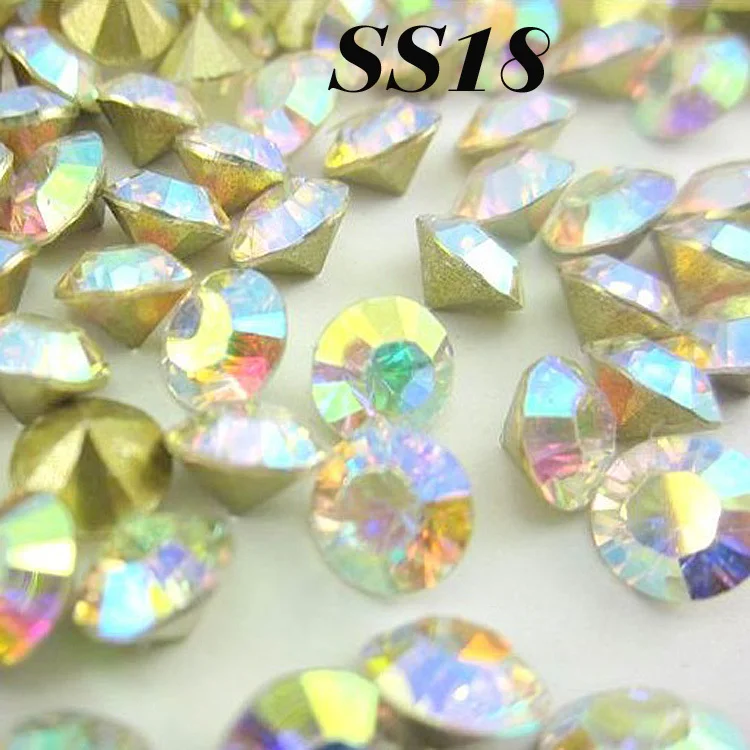

Wholesale (30G)4320pcs/lot SS18(4.2-4.4mm) Crystal AB Color Resin Pointback beads For Bags/Garment DIY