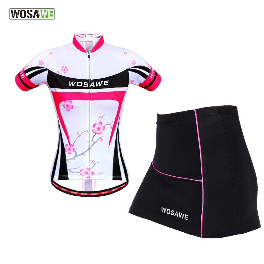WOSAWE Женская мини юбка + рубашка Ropa Ciclismo Велоспорт Джерси наборы дышащий MTB