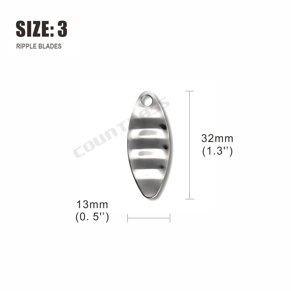 Никелированные стальные волнистые лезвия для спиннинга 50 шт. размер 3-32*13 мм