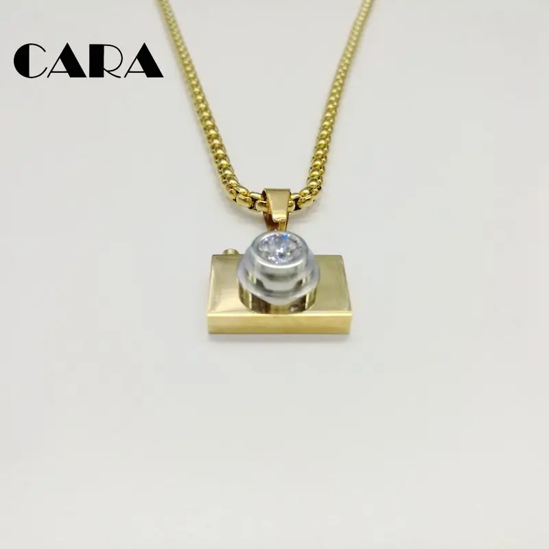 Новое поступление ожерелье в стиле хип хоп из нержавеющей стали кулон с фианитом