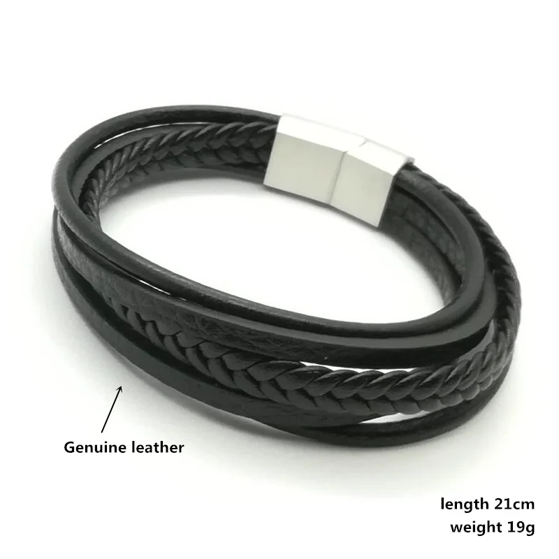Многослойный Плетеный браслет ручной работы из натуральной кожи | Украшения и