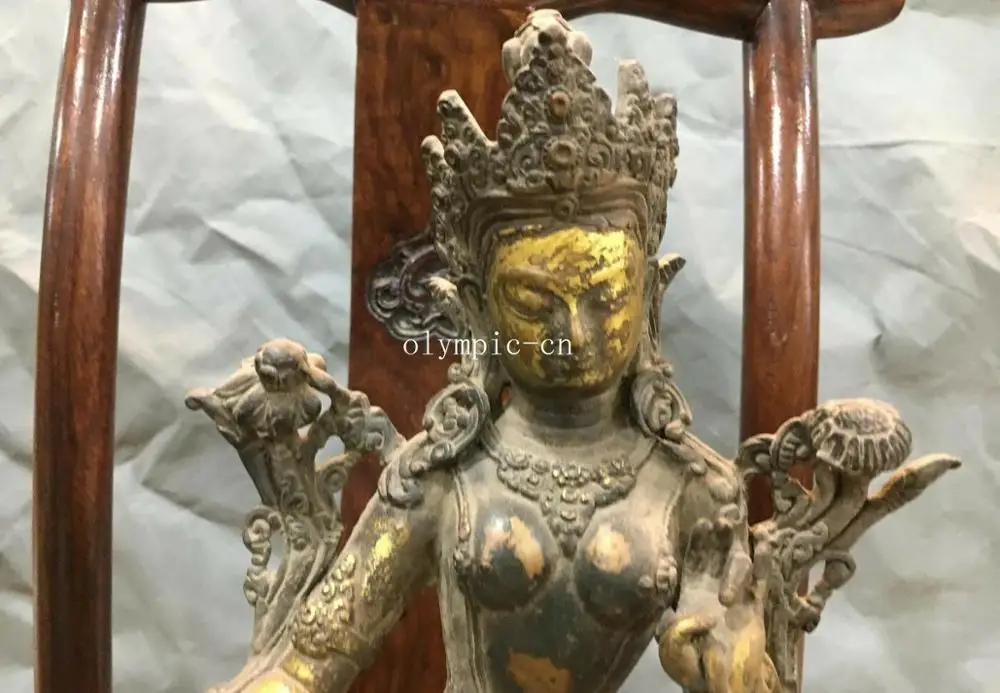 13''Pure red copper Lotus base seat tibetan buddhiam buddha Green Tara Guanyin | Дом и сад