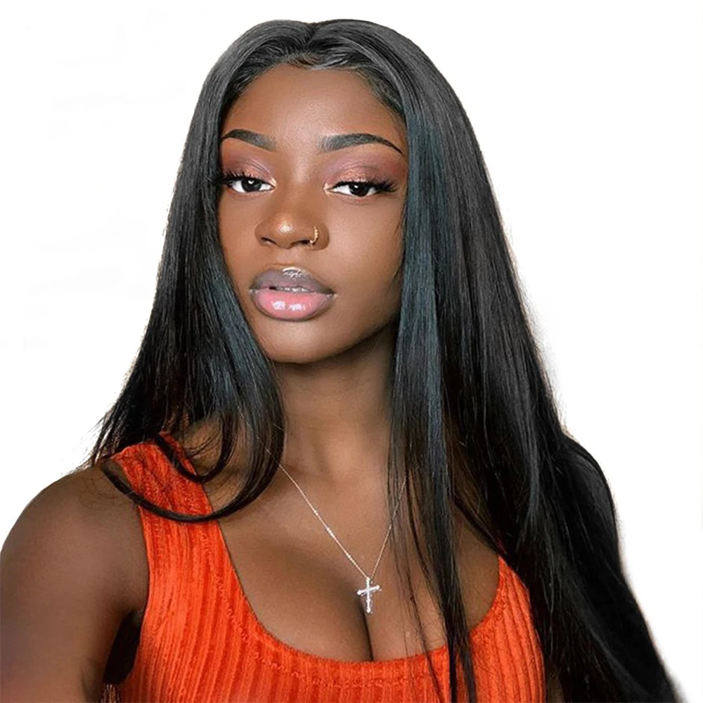 SimBeauty Необработанные бразильские волосы remy Прямые u-части парики для черных женщин человеческие волосы средняя ширина 180% Плотность