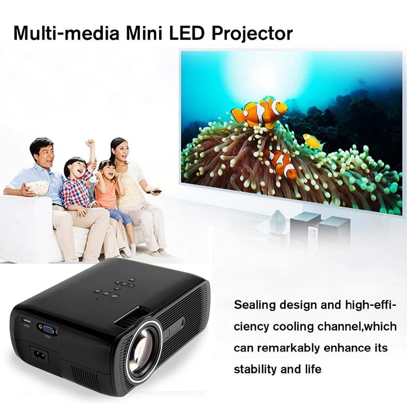 Умный мини проектор 2000 люмен 1080P Full HD светодиодный домашний кинотеатр HDMI VGA USB