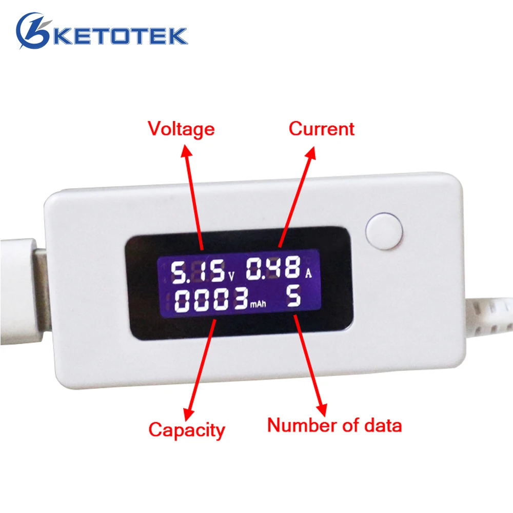 USB Зарядное устройство Ёмкость ток Напряжение метр тестер для сотового телефона Мощность ЖК-дисплей дисплей Напряжение амперметр переменного тока монитор 3 V-15 V