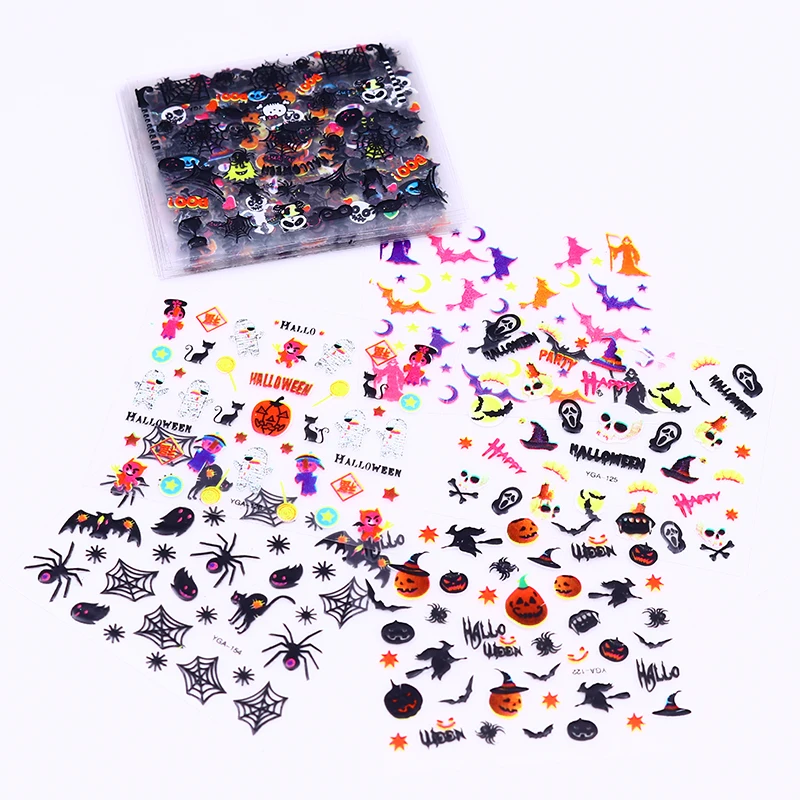 24 шт. 3D стикер для ногтей на Хэллоуин совы черепа тыкв клейкий нейл арта