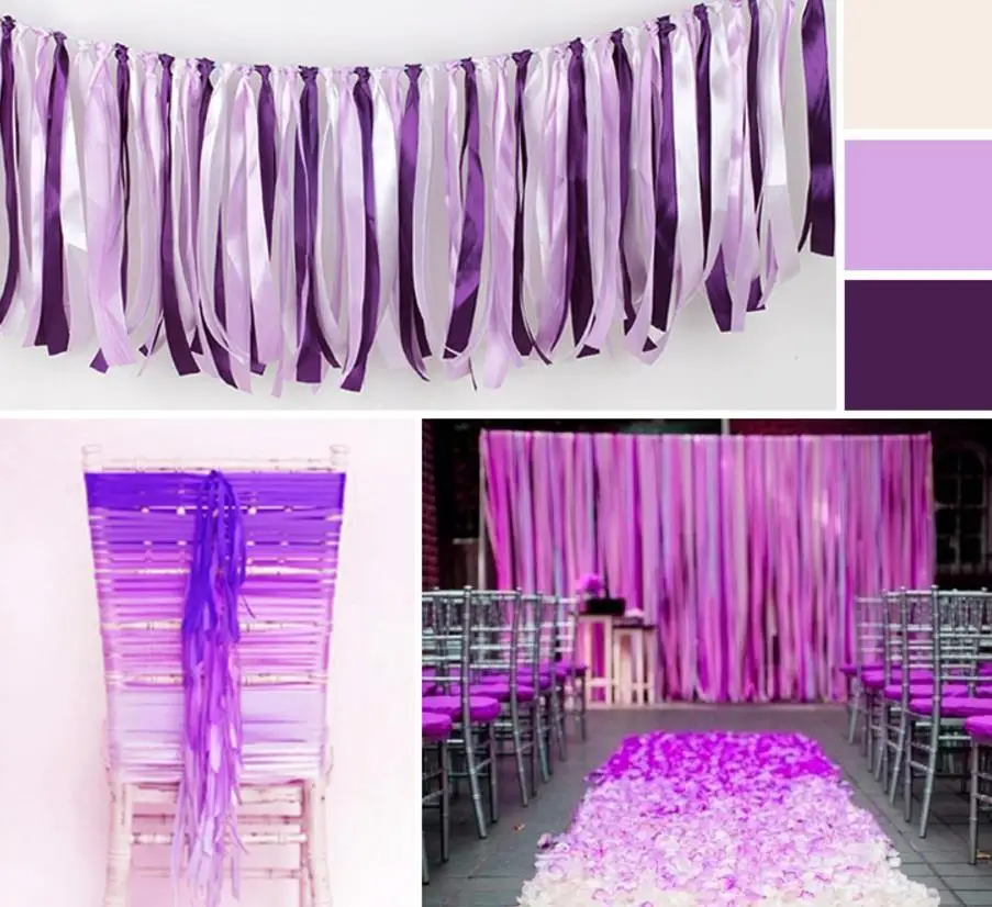 

39.3inch Wedding banner decoration satin ribbon tassel garland birthday party decor colorful festive occasion props supplies