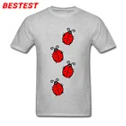 Футболка мужская с принтом божьей коровки, хлопковый свитшот, серая, летний топ, садовый стиль, осень