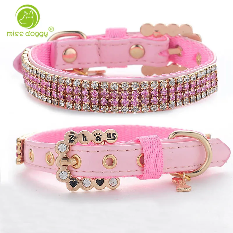 Ошейник Стразы Bling для домашних питомцев персонализированная Пряжка из