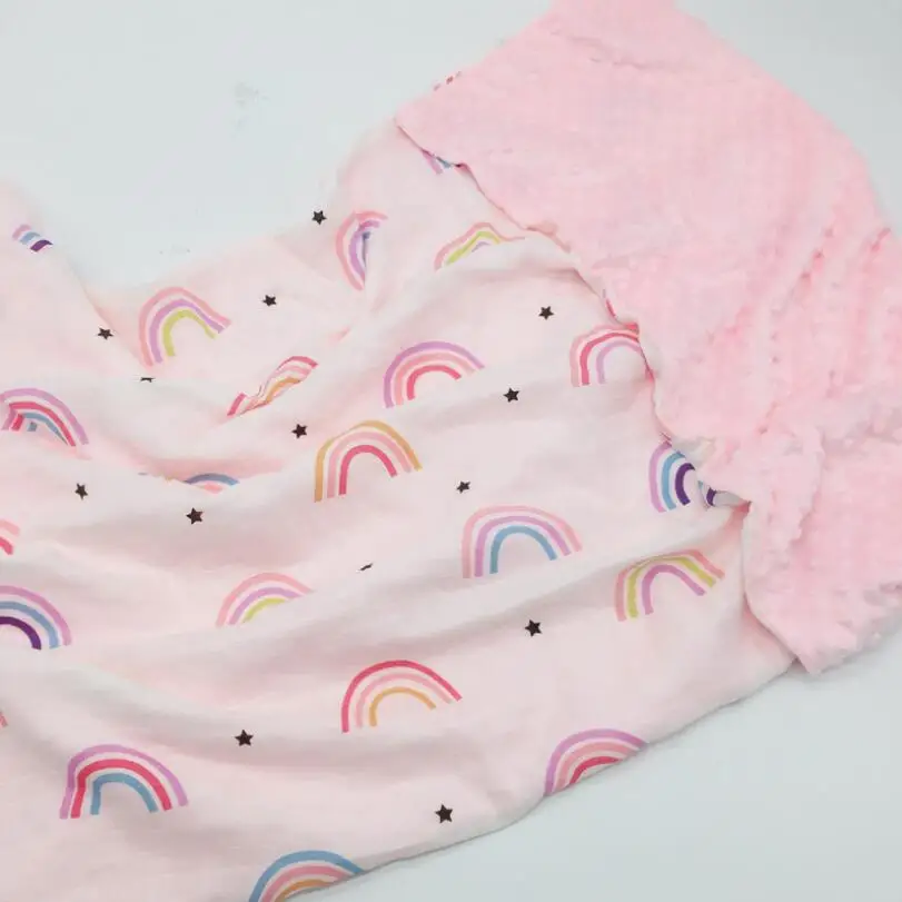 rainbow 110*140 см Beanie одеяло хлопковое детское полотенце Minky одеяло детское одеяло для новорожденных детская простыня - Цвет: rainbow