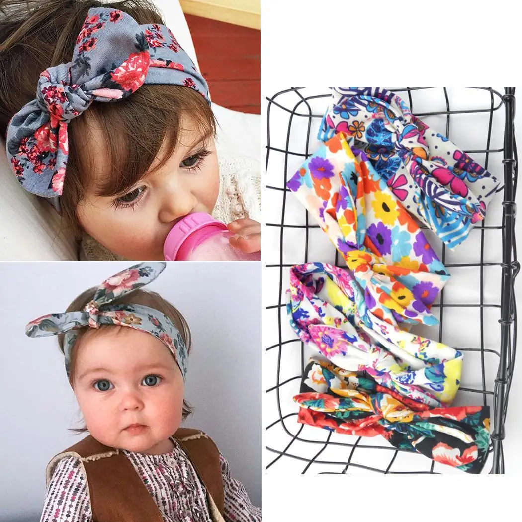 None Hair Style Band Children Kids Bowknot Bohemia Wrap Floral Headband Print Knot | Детская одежда и обувь