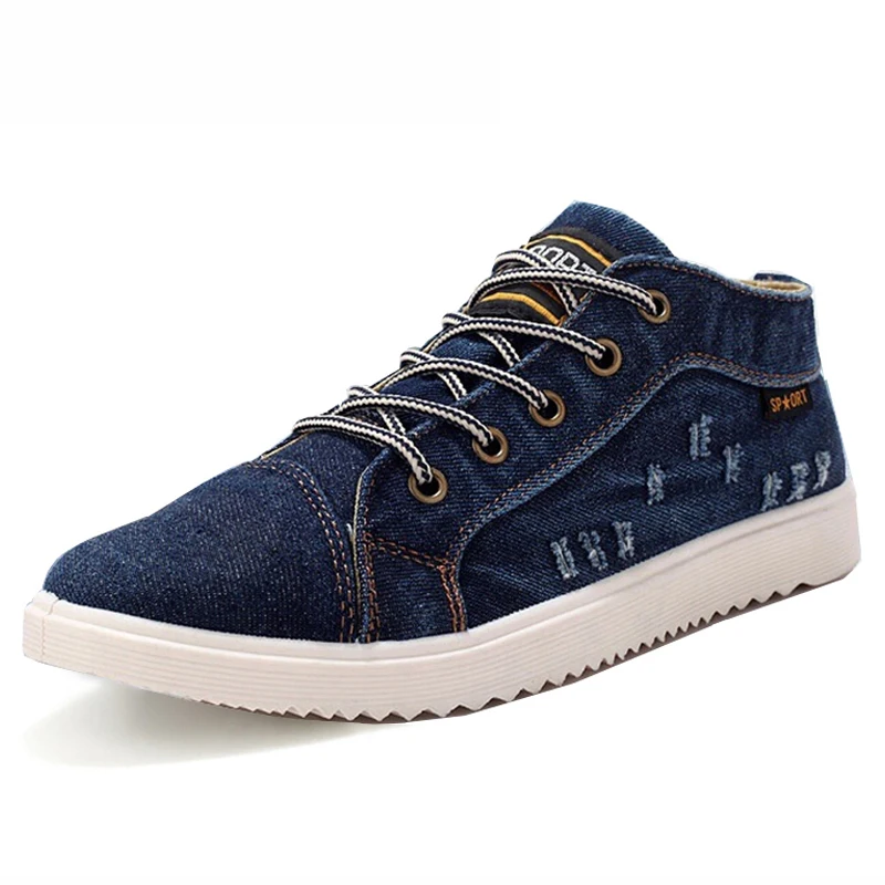 British Style Casual Shoes Men Fashion Vintage Denim Canvas Low-top Flats Ankle Boots Lace-Up School Footwear | Обувь
