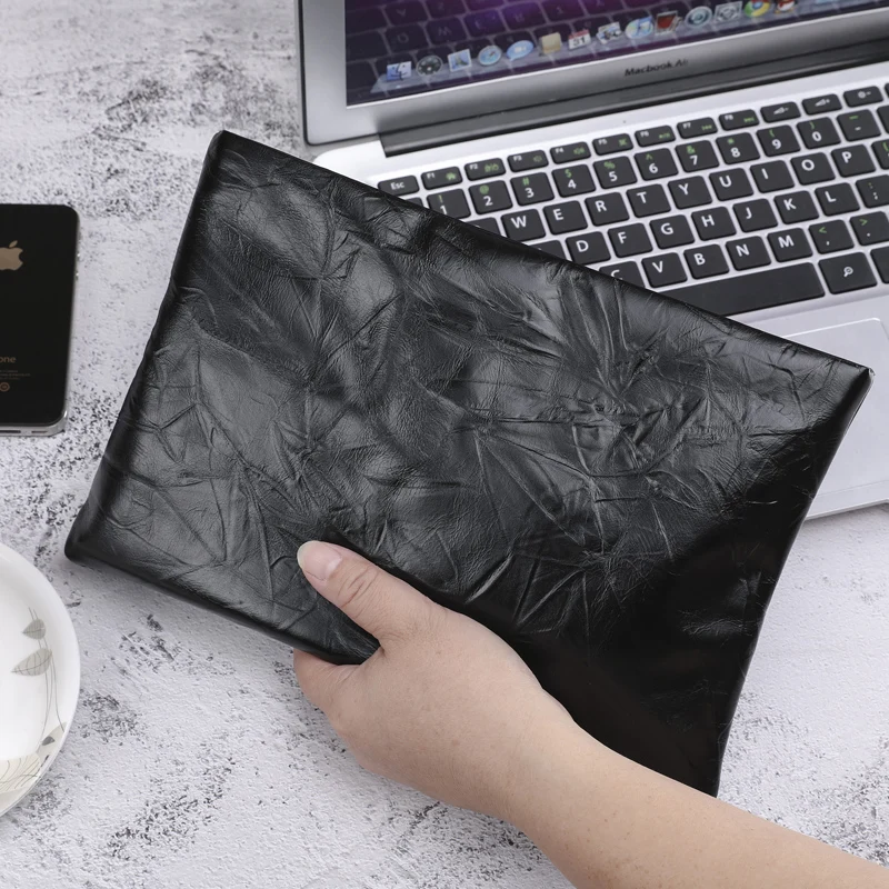 Сумка конверт Wmnuo Мужская плиссированная клатч из натуральной воловьей кожи с