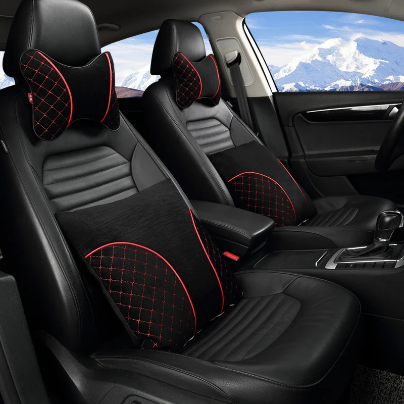 

Four-piece set Lumbar Supports and headrest car seat covers cai stying for bmw volkswagen ford peugeot toyota skoda