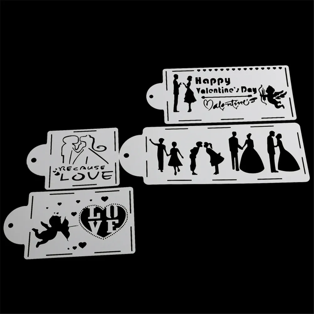 4 шт./компл. пластиковый трафарет для влюбленных пар любовь сердце день Святого