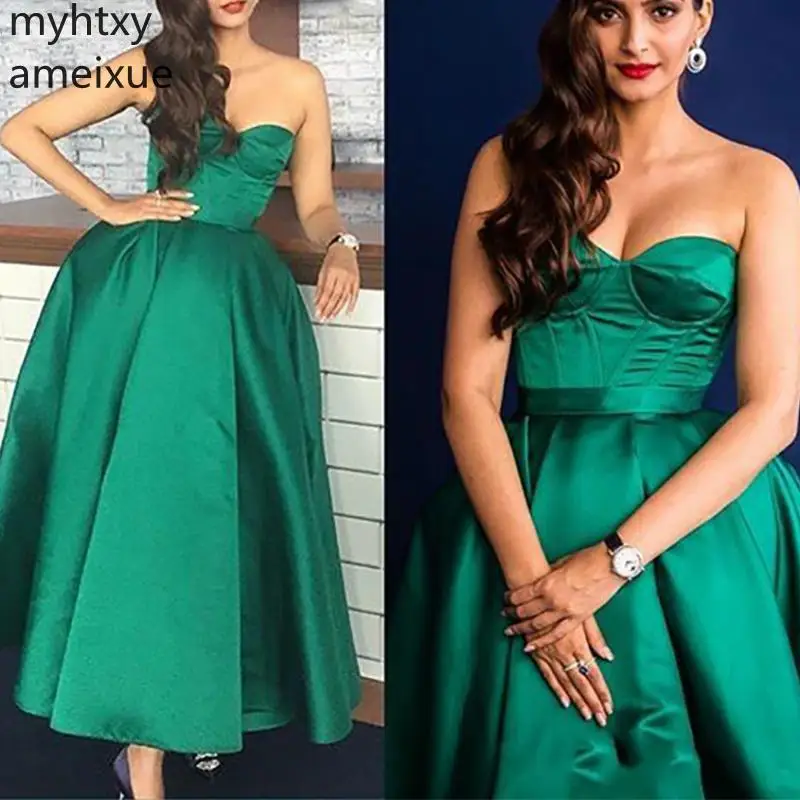 Saudi Arabic Women Green Long Evening Dresses 2021 Simple Elegant Sweetheart Ankle Length Formal Party Dresss New Robe De Soiree | Свадьбы и