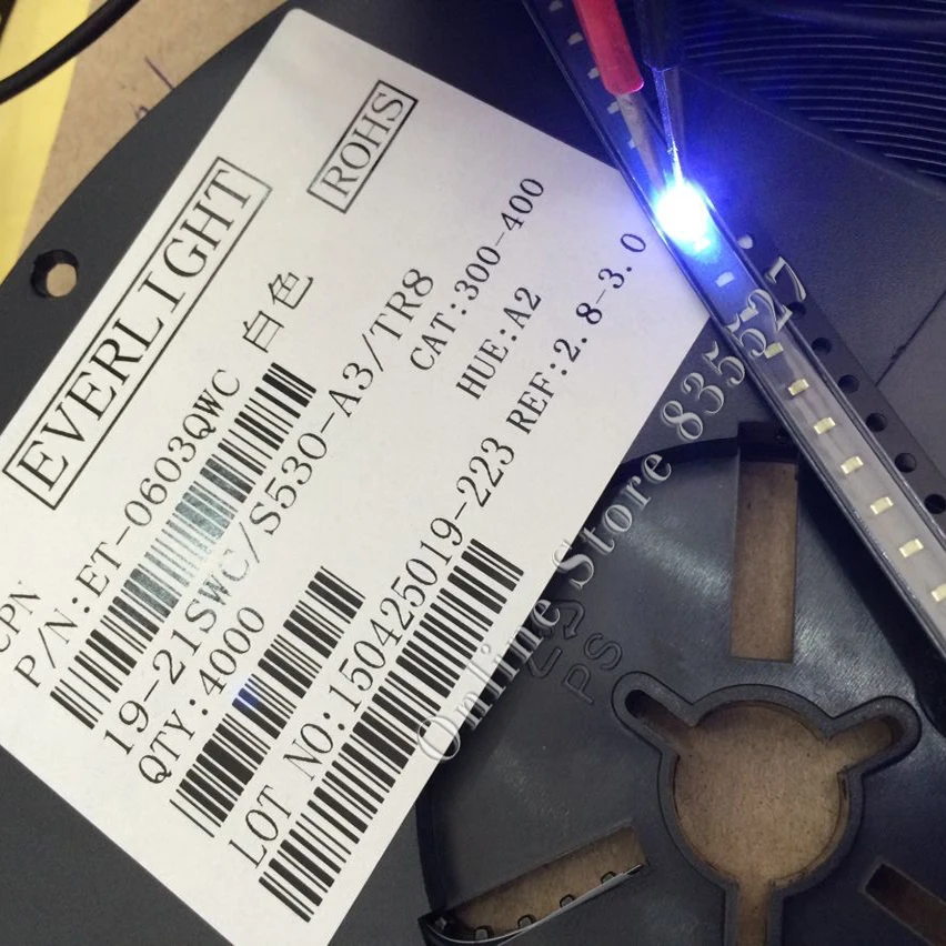 4000 шт./лот светодиоды 0603 / 1608 SMD световые бусины супер яркие 9000 15000K холодный белый