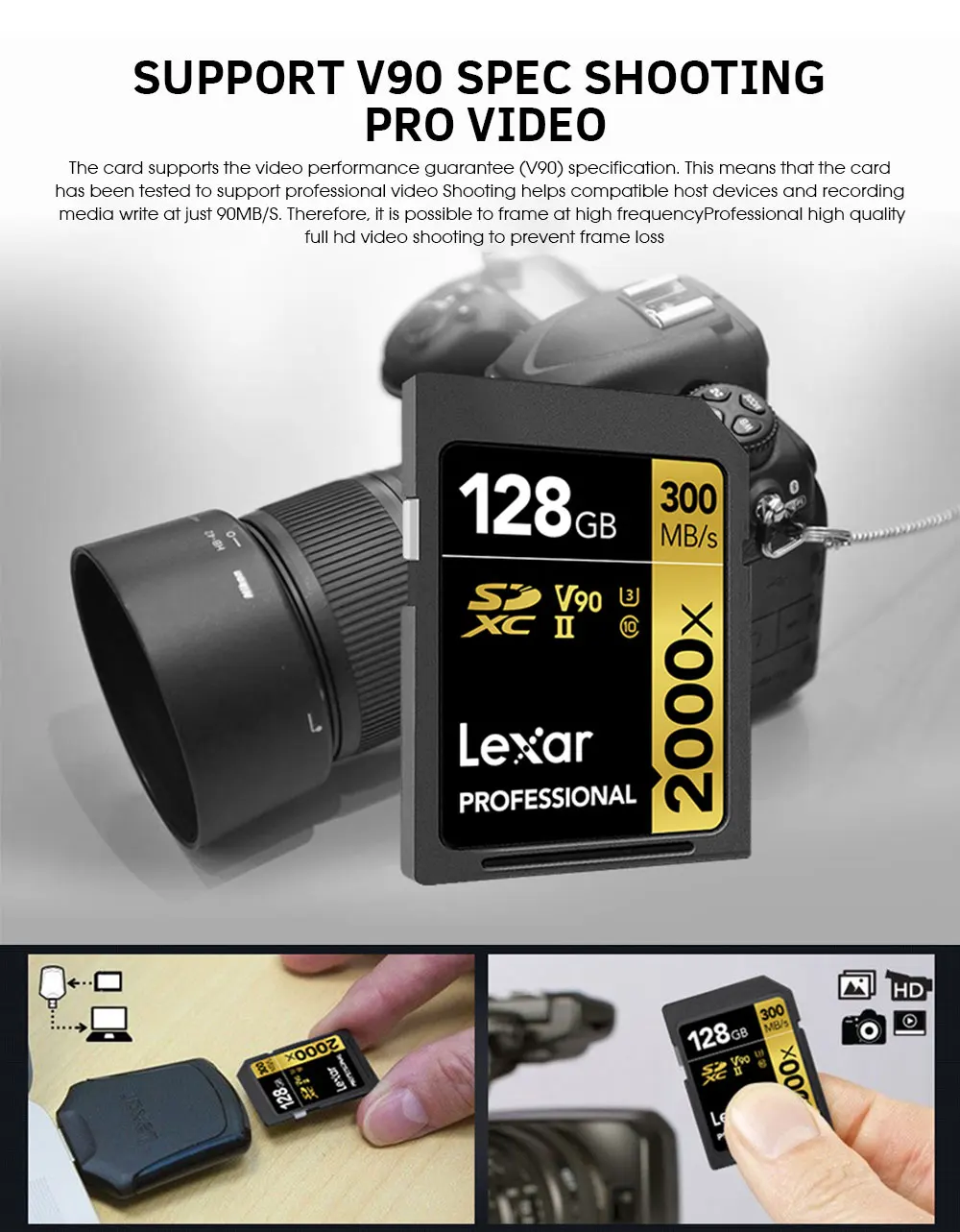 Lexar 256 GB 128 GB SD карты 1000x UHS-II U3 SDHC SDXC 32 GB карта памяти 64 GB sd-карта 150 МБ/с. Class10 картао де memoria