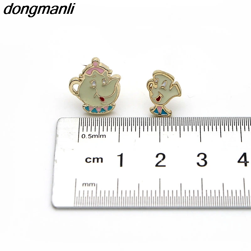 P1256 Dongmanli эмаль милый мультфильм красота и чудовище серьги для женщин косплей ювелирные изделия Известный фильм дети серьги гвоздики подарки