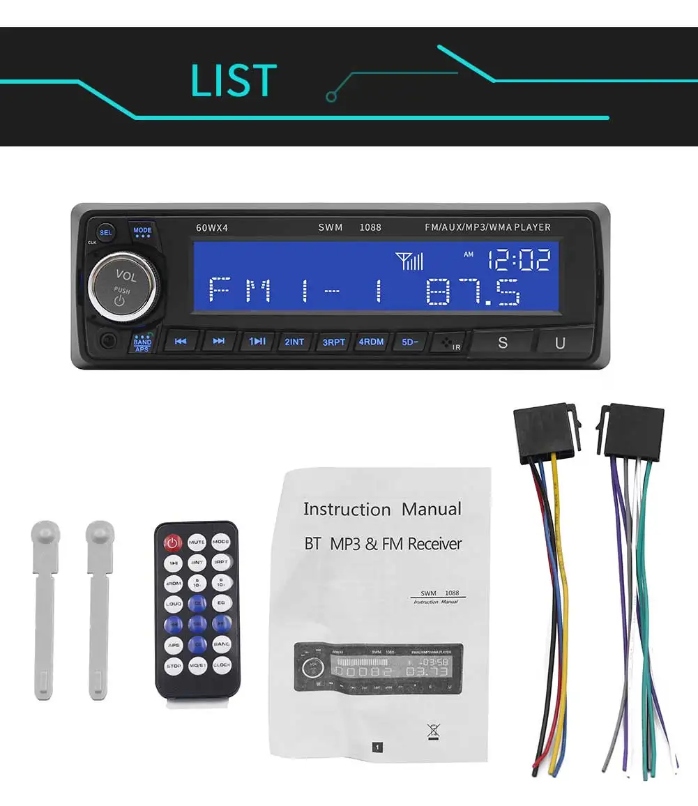 Автомагнитола 1 Din Bluetooth FM USB TF ЖК дисплей|Автомобильные радиоприемники| |