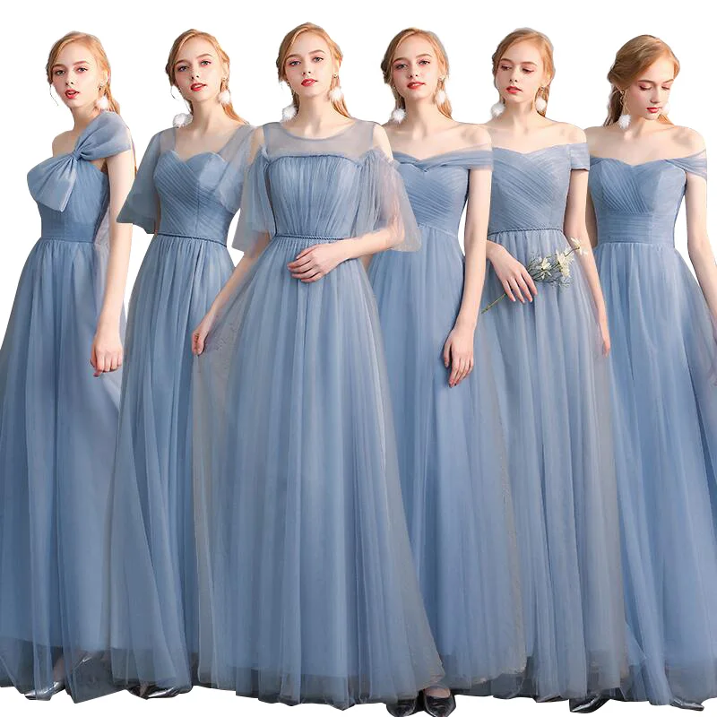 

Длинное Элегантное платье подружки невесты, серое и синее платье для подружки невесты, формальное платье для выпускного вечера, бордовые пл...
