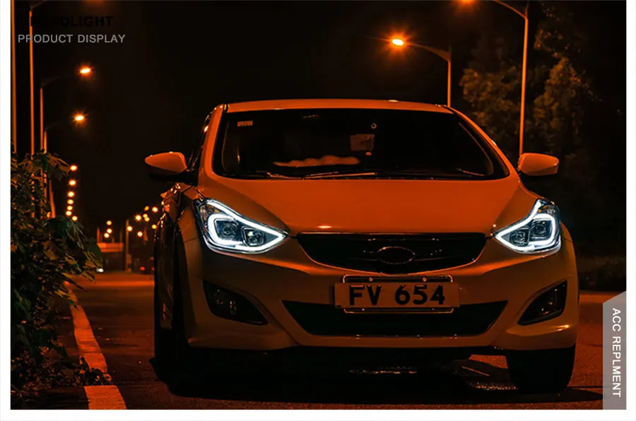 2 шт. светодиодный фары для hyundai Elantra 2013- светодиодный Автомобильные фары ангельские глазки комплект ксеноновых фар, Высокопрочная конструкция протовотуманная подсветка Габаритные огни