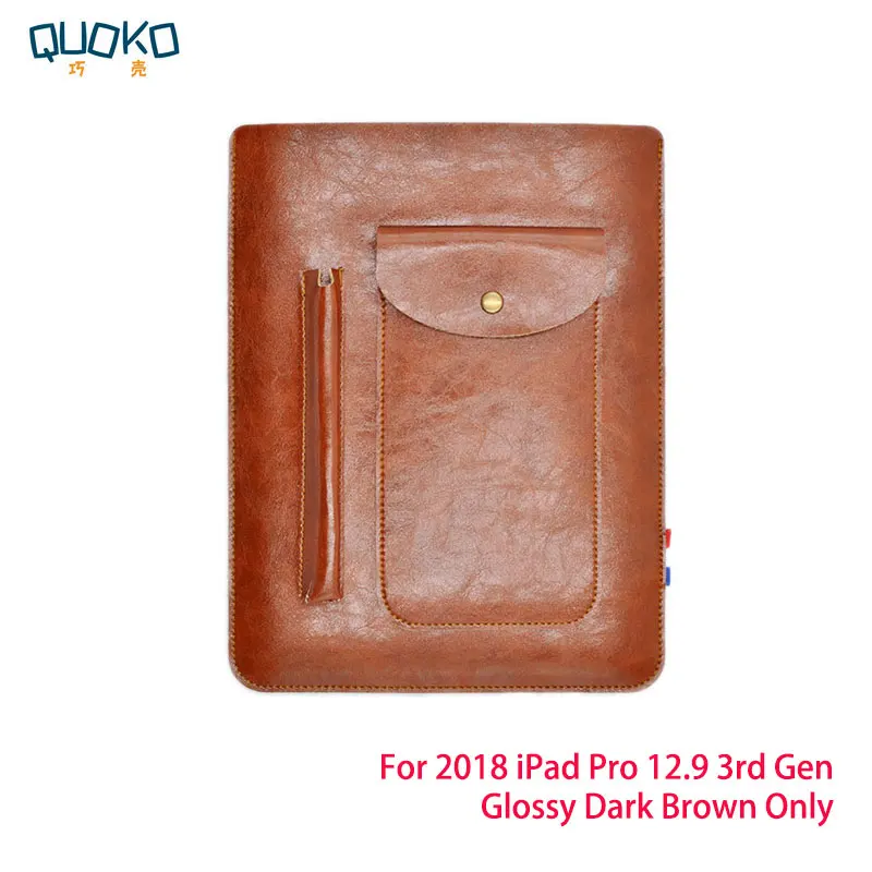 Multi-function ultra-thin super slim sleeve pouch cover,microfiber leather tablet sleeve case for iPad Pro 12.9 3rd Gen - Цвет: Glossy D-Brown Only