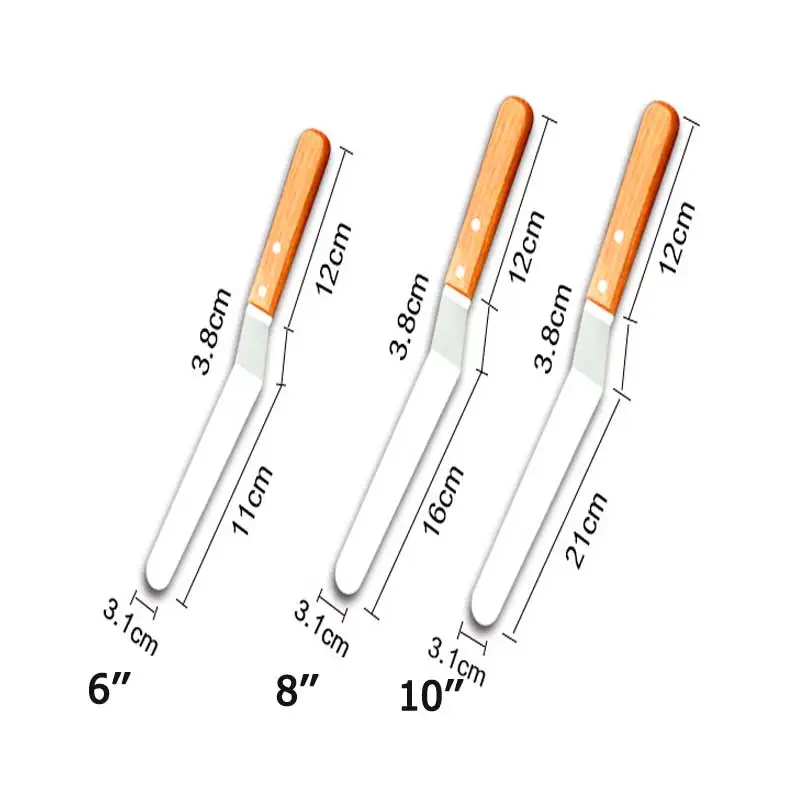 Анды 3 шт глазурь шпатель с деревянной ручкой крем масло гладкое лезвие скошенная
