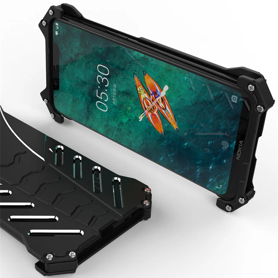 Для Nokia X5 Case R just Роскошные алюминиевые металлические Чехлы для 7 Plus 5 1 мобильный
