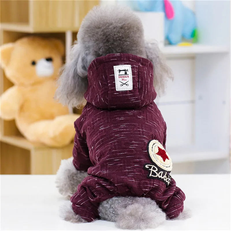 WINE RED Зимняя Теплая Одежда для собак, одежда для маленьких собак, пальто для собак, куртка, одежда для собак-питомцев, кошек, толстовки, одежда для Йорка и чихуахуа, одежда - Цвет: WINE RED