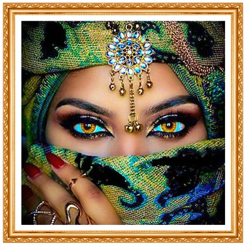 100% Full 5D Diy Daimond Painting Cross-stitch &quotMysterious Veiled Woman&quot 3D Diamond Round Rhinestones Paintings Embroider | Дом и сад