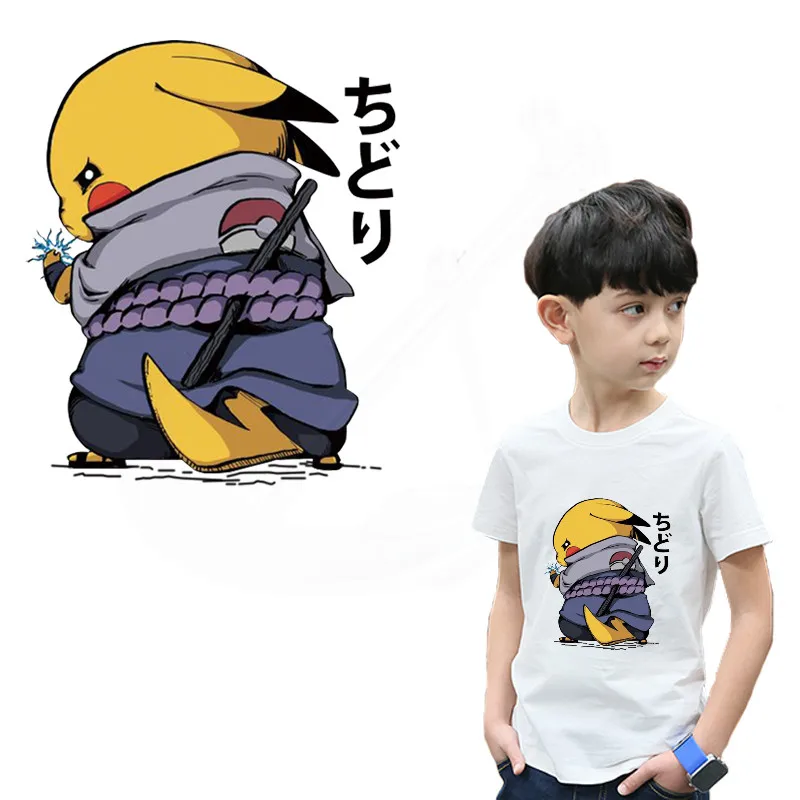 Uchiha Sasuke pikachu Железный пластырь для одежды DIY Детская футболка одежда пластыри термопереводная наклейка
