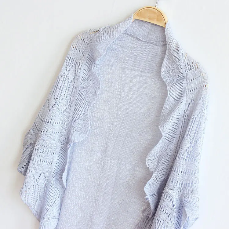 picture color Summer women's cardigan hollow-out thin knit loose bat sleeve air conditioner shirt suntan shirt small cape cardigan jacket - Цвет: picture color