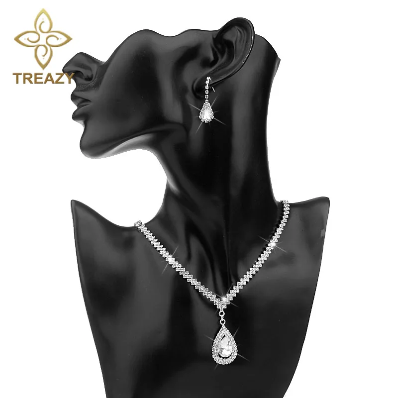 Комплект из колье и серёг с кристаллами|Ювелирные наборы для невесты| |