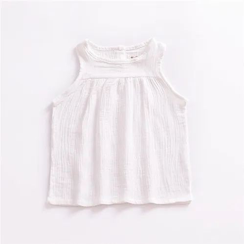 white tops Детские летние топы; жилеты; милые белые жилеты для маленьких девочек; детская повседневная однотонная льняная блузка для милых девочек; рубашки; платье; Dwq250 - Цвет: white tops