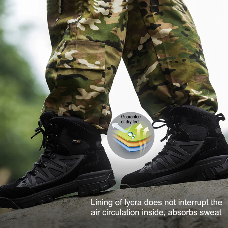 FREE SOLDIER Outdoor Sports Tactical Men Boots,Hiking Shoes For Mountain,Shoes For Camping,Climbing Imported Leather