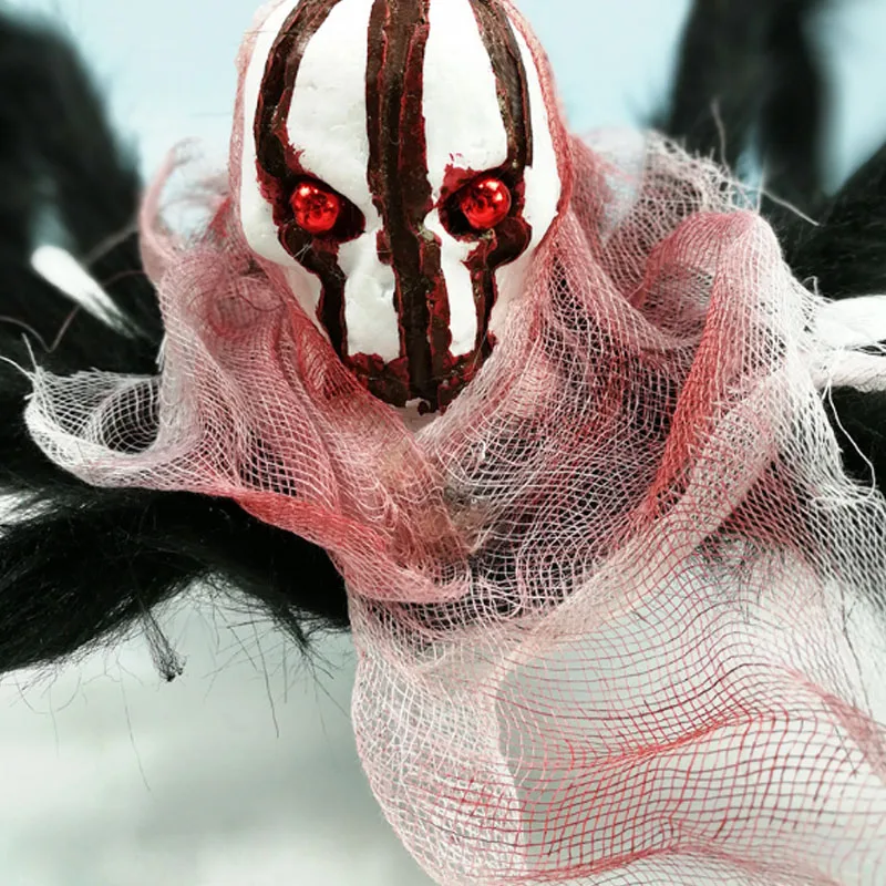 

5pcs/lot Halloween Ghost Head Spider Shape Tricky Toys Party Bar Decoration Props Plush Spider Toy House Decoration