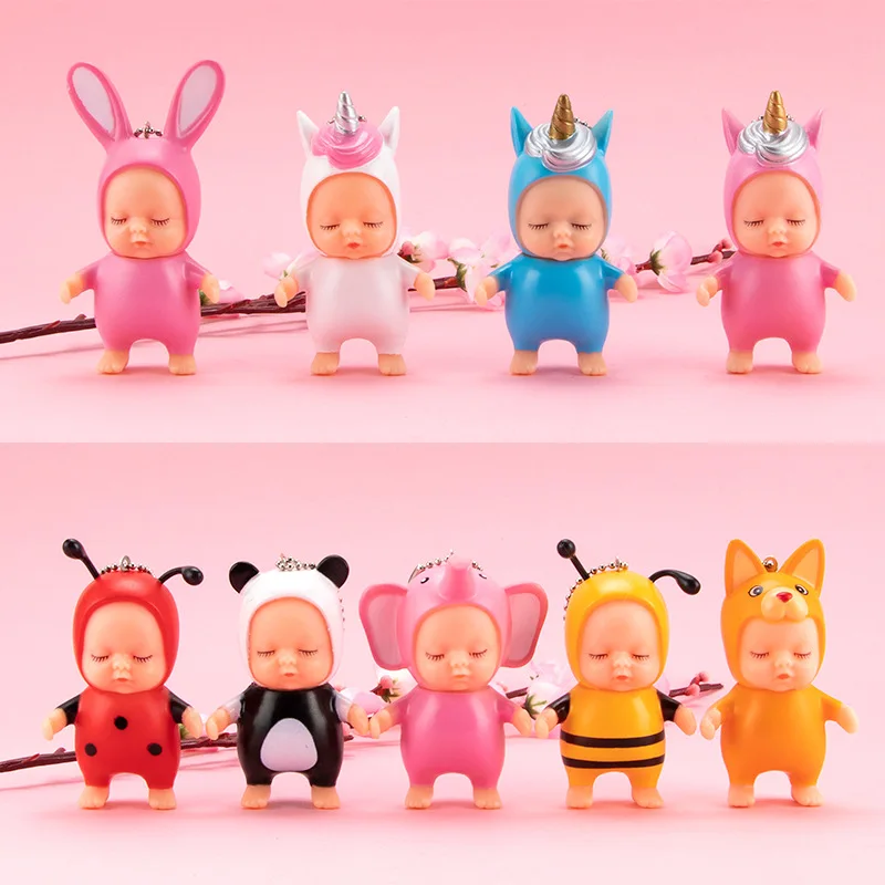 Модный милый брелок Спящая кукла Kawaii, пчела, кролик, панда, медведь в форме мультяшного автомобиля, брелок, игрушка, ювелирное изделие для девочки