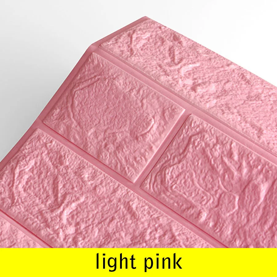 light pink 3D настенные наклейки на стену с рисунком кирпича, самоклеющиеся обои для спальни, гостиной, сделай сам, домашний декор, водостойкая защита от столкновений - Цвет: light pink