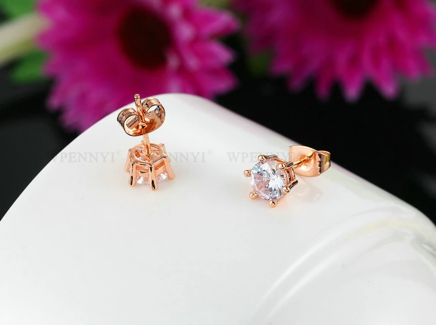 Классические Стильные серьги-гвоздики сверкающие 6 Зубцов мм 0 75 карат прозрачный