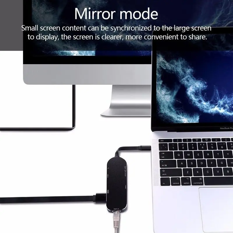 Концентратор Basix USB 3 1 type C к HDMI 4K 1000M Rj45 Gigabit Ethernet SD/TF кард ридер 0 хаб PD зарядный порт
