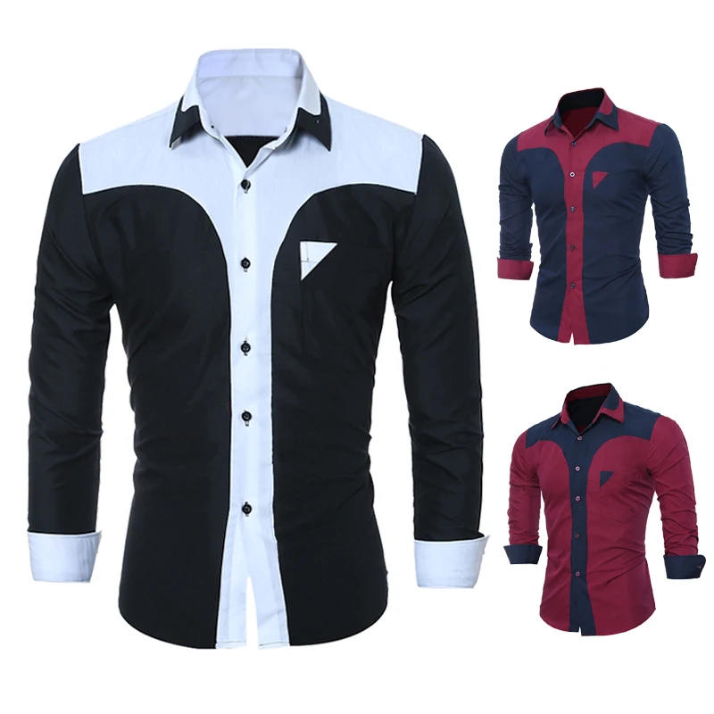 WSGYJ Brand 2018 Fashion Male Shirt Long-Sleeves Tops Youth Hit Color Mens Dress Shirts Slim Men 3XL | Мужская одежда