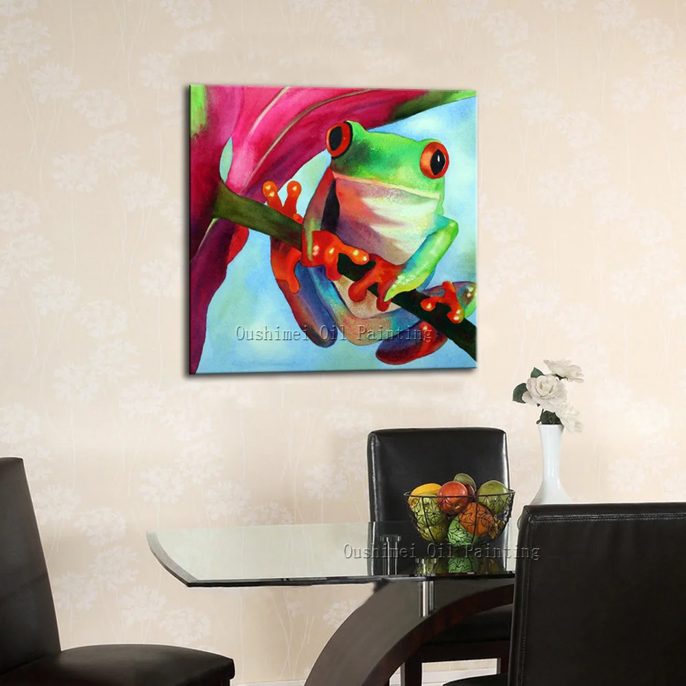 Hand Painted Modern Picture on Canvas Snow Bird Landscape Painting Hang Paintings For Decor Wall Animlas Frog Oil | Дом и сад