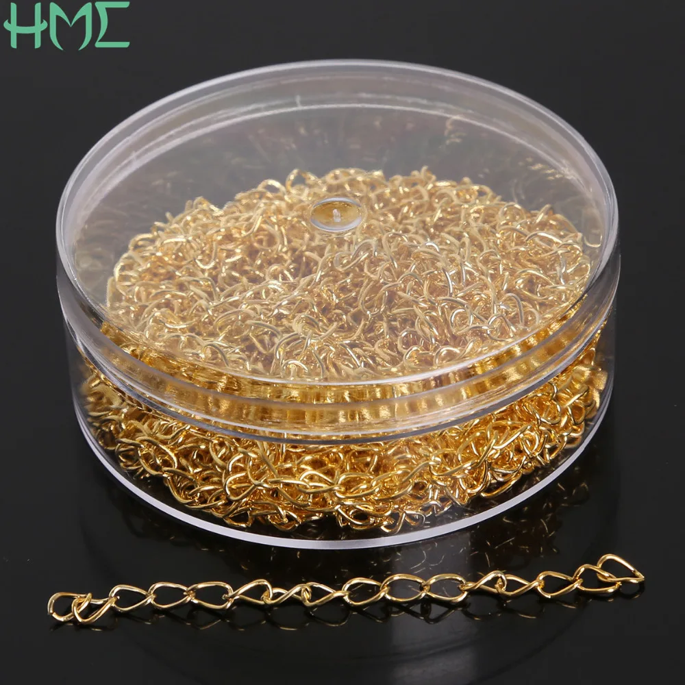 

100pcs/box Chain Size 4*70mm Gold & Silver Color Iron Chains For Jewelry Making Necklace Bracelet DIY Jewelry Findings